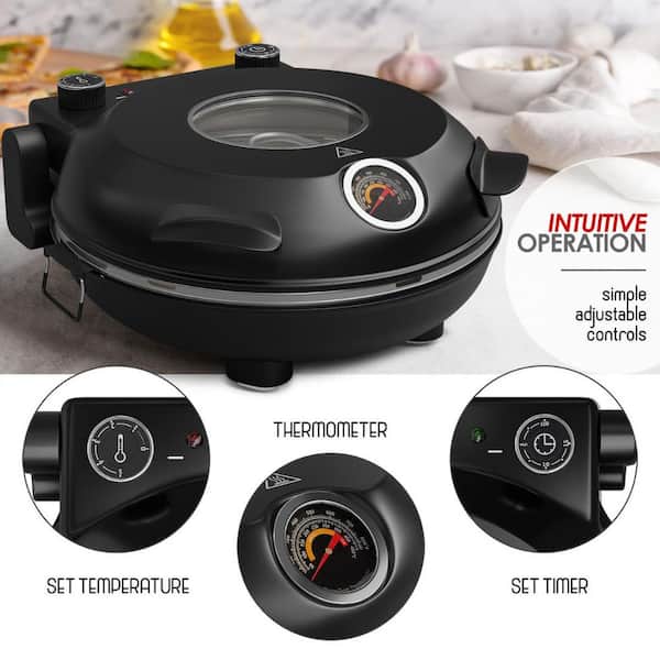 EATEX 12 in. Black Countertop Indoor Grill Oven Electric