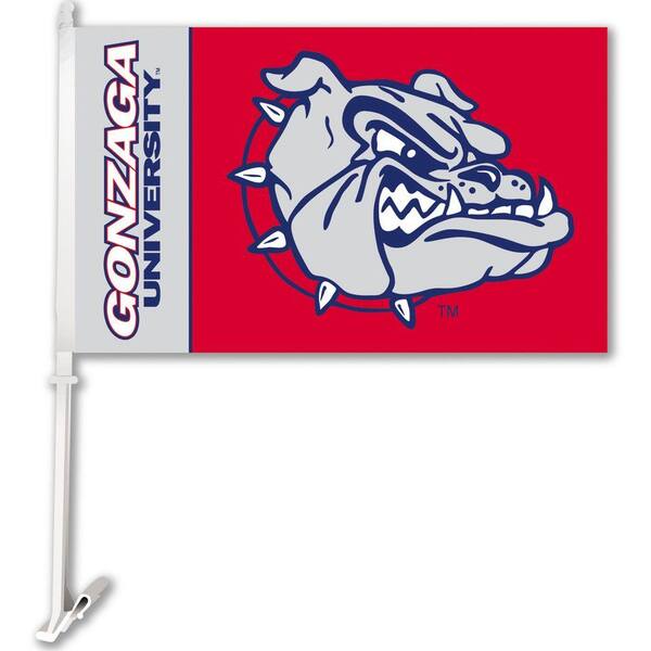 BSI Products NCAA 11 in. x 18 in. Gonzaga 2-Sided Car Flag with 1-1/2 ft. Plastic Flagpole (Set of 2)