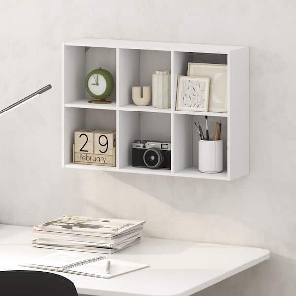 ROSSI 16.4 in. Tall White Wood 6-Cube Bookcase