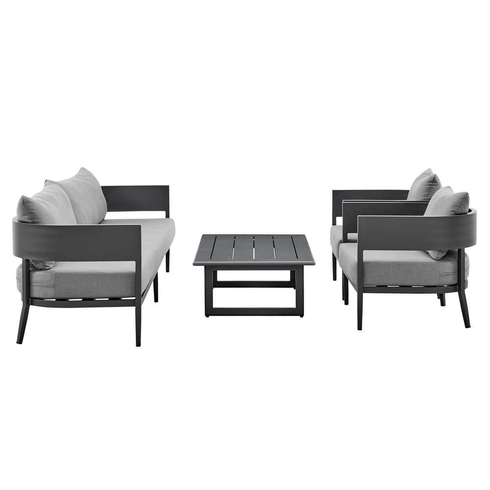 Menorca Dark Gray Aluminum Three-Seat Outdoor Sofa