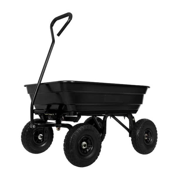 Poly Garden Dump Cart with No Flat Tires, Quick Release, 4 cu. ft. Capacity, Heavy Duty for Yard and Outdoor Use