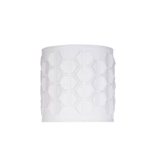 8 in. x 8 in. Off White and Hexagon Pattern Drum/Cylinder Lamp Shade