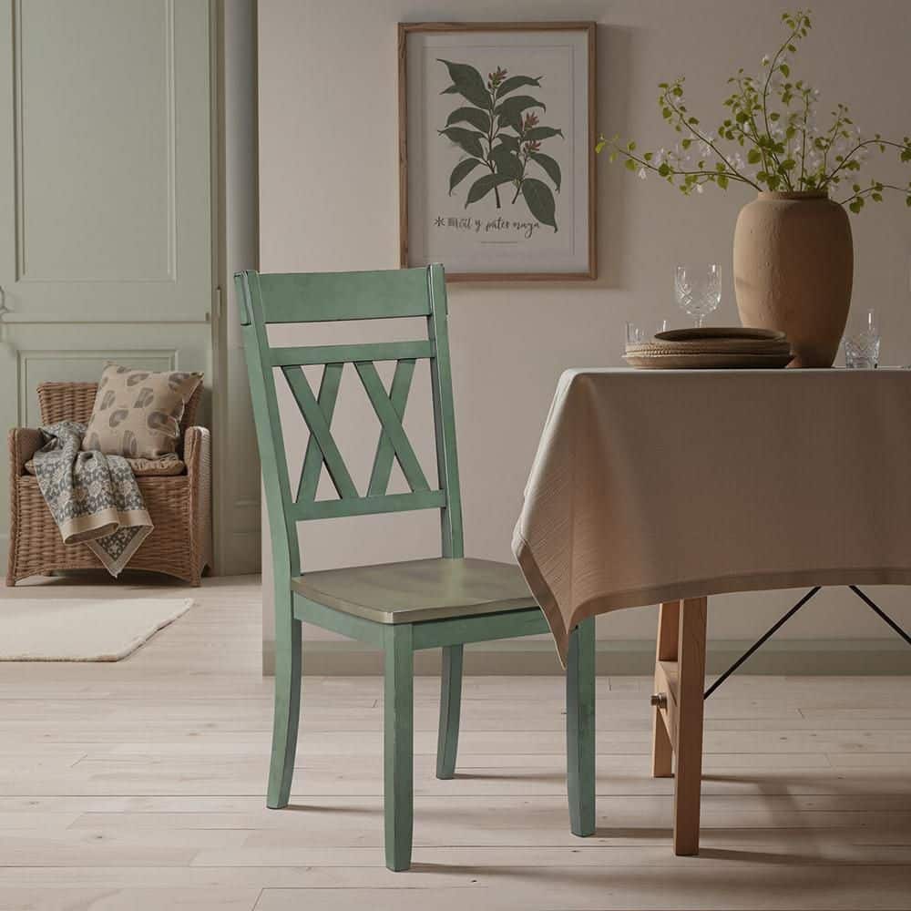 Benson Greywash and Antique Teal Wood Frame Dining Side Chair (Set of 2) price history on PriceWatchPro
