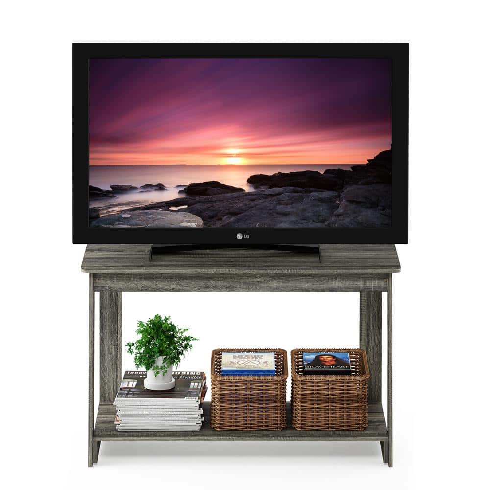 French Oak Grey Particle Board TV Stand with Bottom Shelf