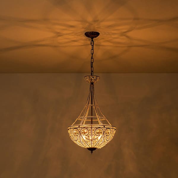 HUOKU Iridescent 15 in. 4-Light Antique Rust Convertible Semi