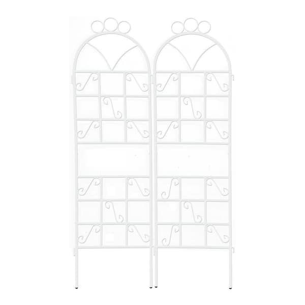 BANSA ROSE 72 in. Metal Garden Trellis for Climbing Plants Outdoor Rustproof Plant Support White (2-Pieces)