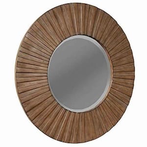 1 in. W x 35 in. H Wooden Frame Brown Wall Mirror