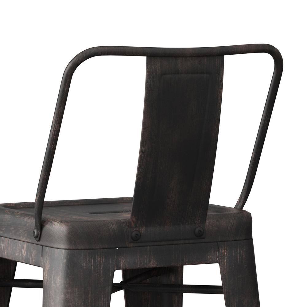 Rayne Distressed Black Metal Counter Height Stool Set