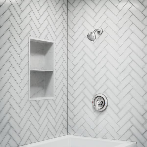 Adler Single-Handle 4-Spray Shower Faucet with Curved Shower Rod in Chrome (Valve Included)