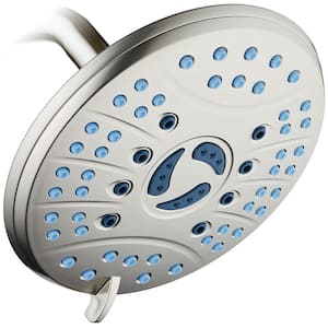 6-Spray Patterns 7 in. Single Wall Mount Fixed Shower Head Aniti-microbial Waterfall in Satin Nickel