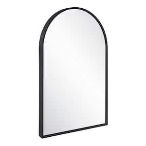 Maeve 24 in. W x 36 in. H Arched Modern Metal Framed Wall Mounted Bathroom Vanity Mirror in Brushed Black