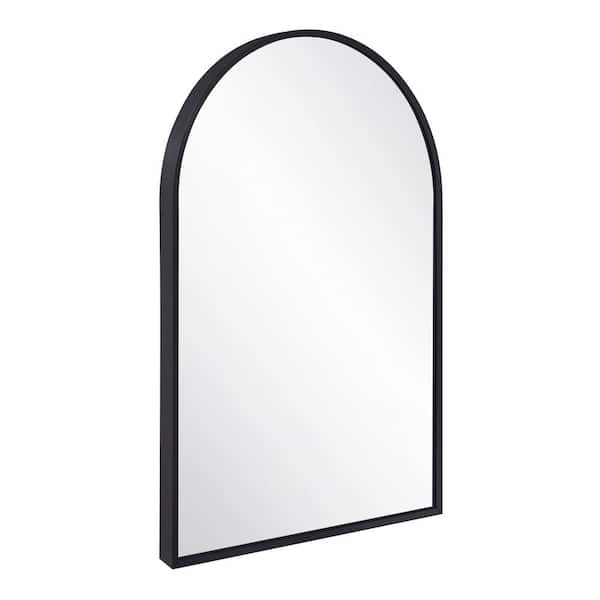 Design House Maeve 24 in. W x 36 in. H Arched Modern Metal Framed Wall Mounted Bathroom Vanity Mirror in Brushed Black