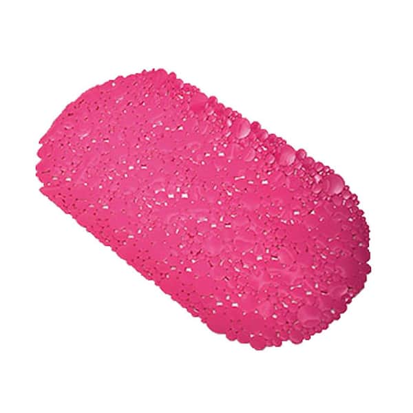 EVIDECO French home goods Bubbles Non-Slip Oval Bathtub Mat Solid Pink 28 L x 15 W