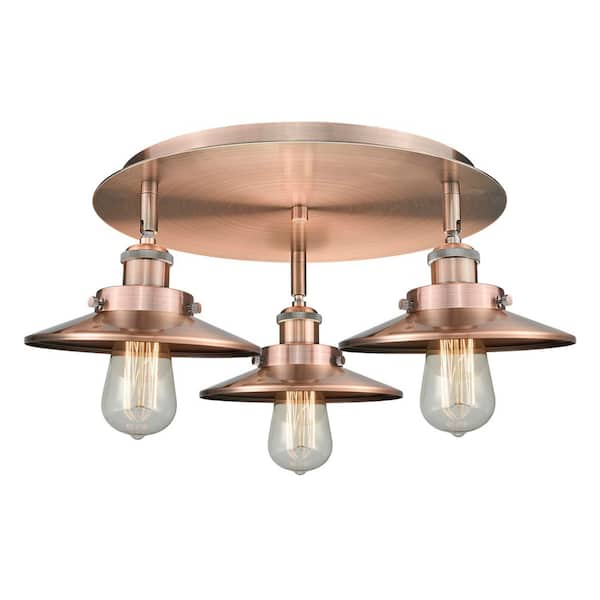 Ballston Urban 19.75 in. 3-Light Antique Copper Traditional Flush Mount
