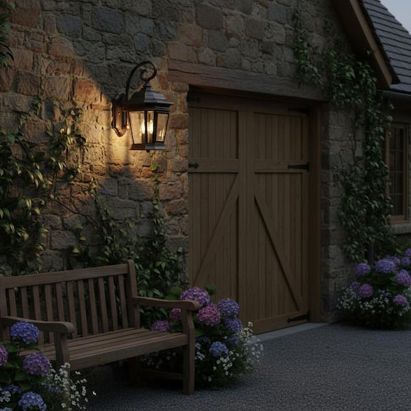 Crawford Collection 2-Light Oil Rubbed Bronze Clear Beveled Glass New Traditional Outdoor Medium Wall Lantern Light