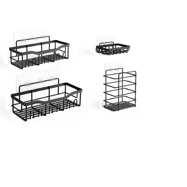 Aoibox Wall Mount with Large Capacity Shower Caddy in Black