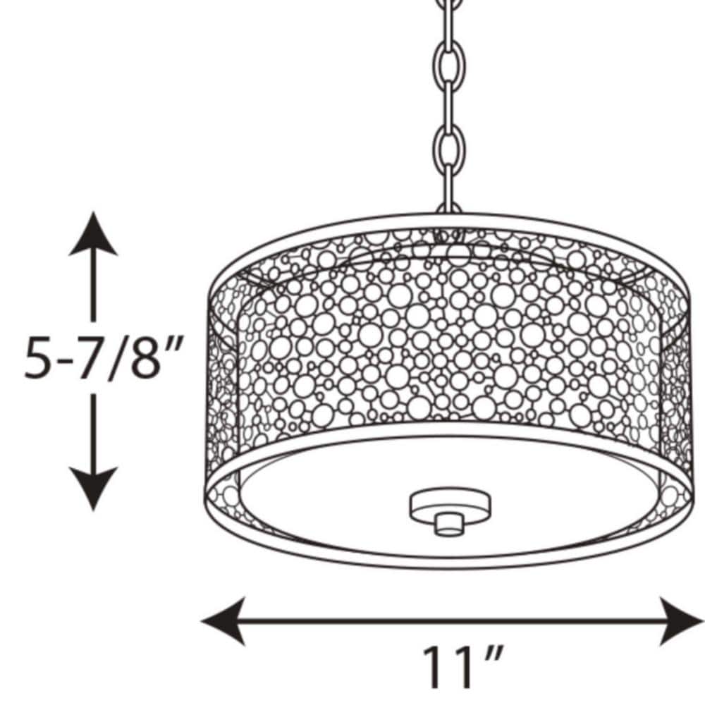 Brushed Nickel LED Flush Mount with Etched Parchment Glass Shade