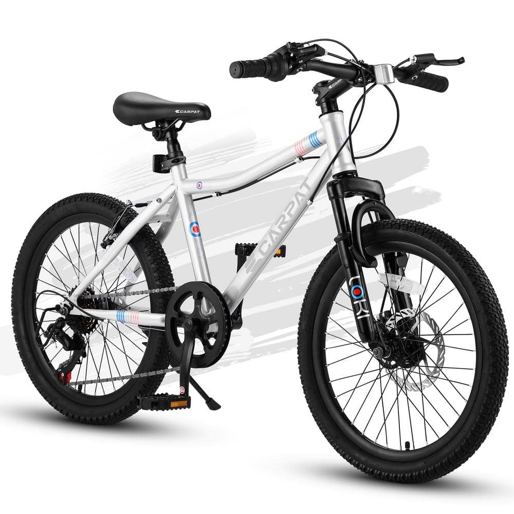 White 20 in. 7 Speed Steel Teenager Mountain Bike Children Kids Bicycles