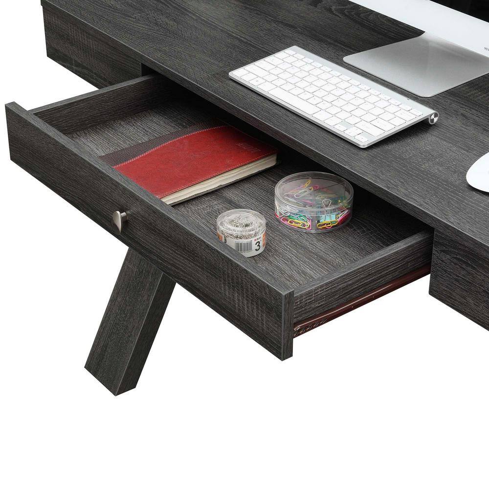 Weathered Gray 48" Contemporary Desk with Crisscross Legs and Drawer