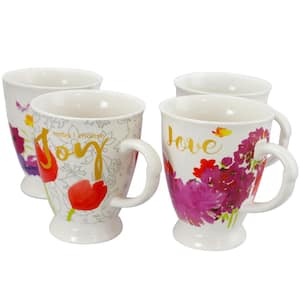 Bold Assorted Designs Floral 17.4 oz. Cup (Set of 4)