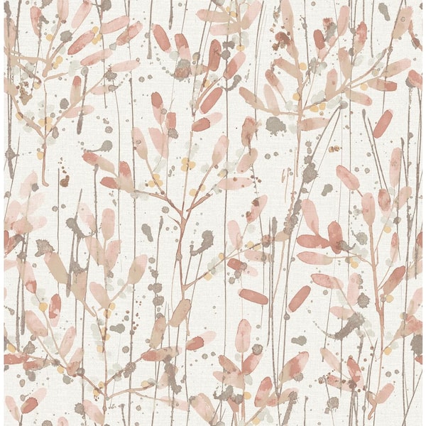 SCOTT LIVING Leandra Coral Floral Trail Strippable Non Woven Wallpaper