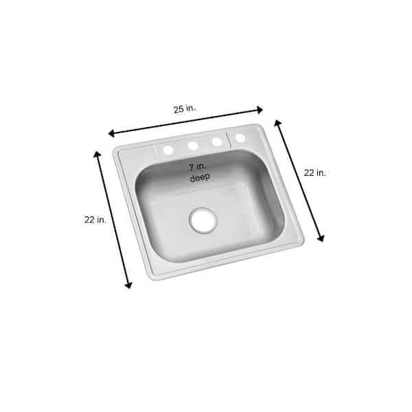 Glacier Bay 25 in. Drop in Single Bowl 22 Gauge Stainless Steel