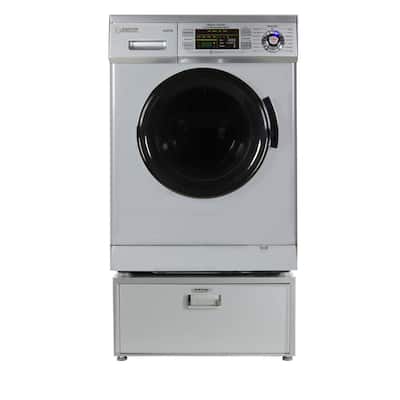 1.57 cu. ft. High -Efficiency Vented / Ventless Electric All-in-One Washer Dryer Combo with Pedestal in Silver