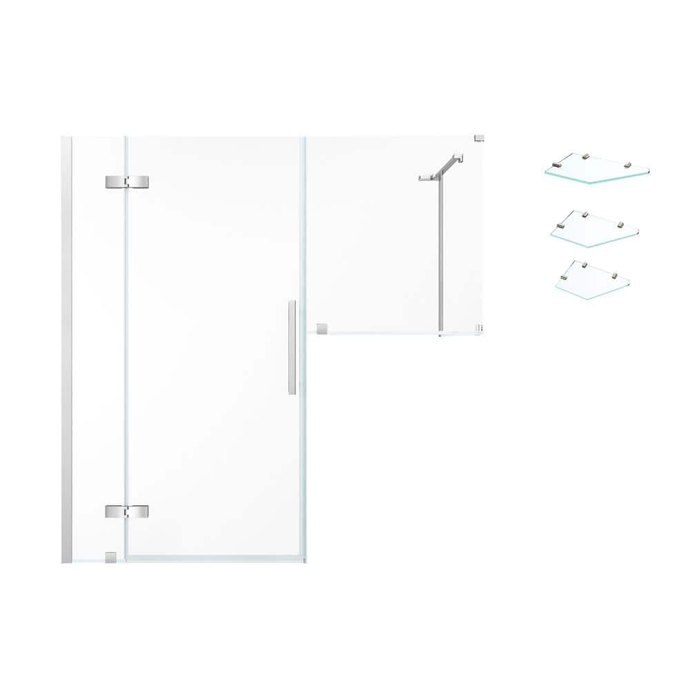 Tampa 60.87'' W x 72.01'' H Frameless Chrome Shower Kit