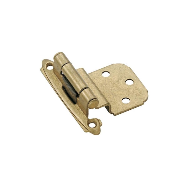 Amerock 3/8 in. Inset Self-Closing Burnished Brass Face Mount Hinge