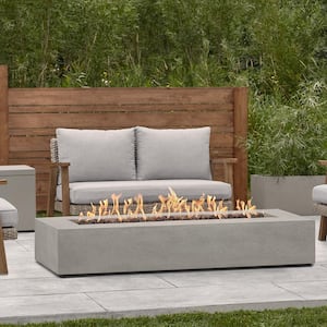 Brookhurst 72 in. L X 12 in. H Outdoor GFRC Liquid Propane Fire Pit in Flint with Lava Rocks