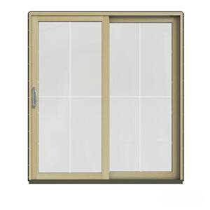 72 in. x 80 in. W-2500 Contemporary Bronze Clad Wood Right-Hand 4 Lite Sliding Patio Door w/Unfinished Interior