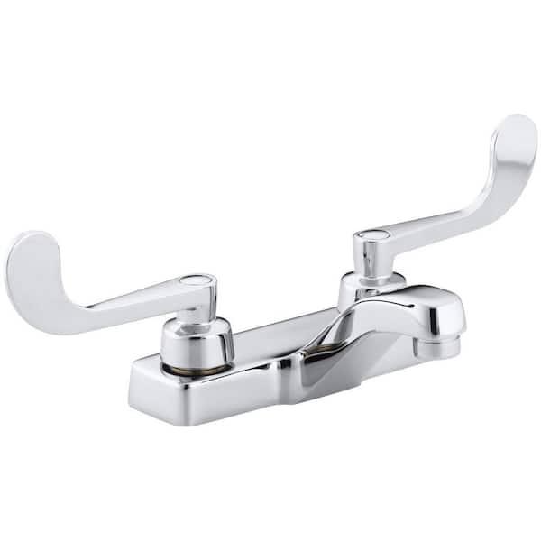 KOHLER Triton 4 in. Centerset 2-Handle Low-Arc Commercial Bathroom Faucet in Polished Chrome Less Drain