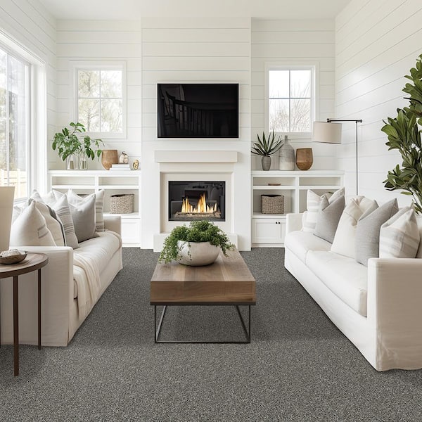 Plush Dreams III - Sleep-Gray 12 ft. 68 oz. Triexta Texture Installed Carpet