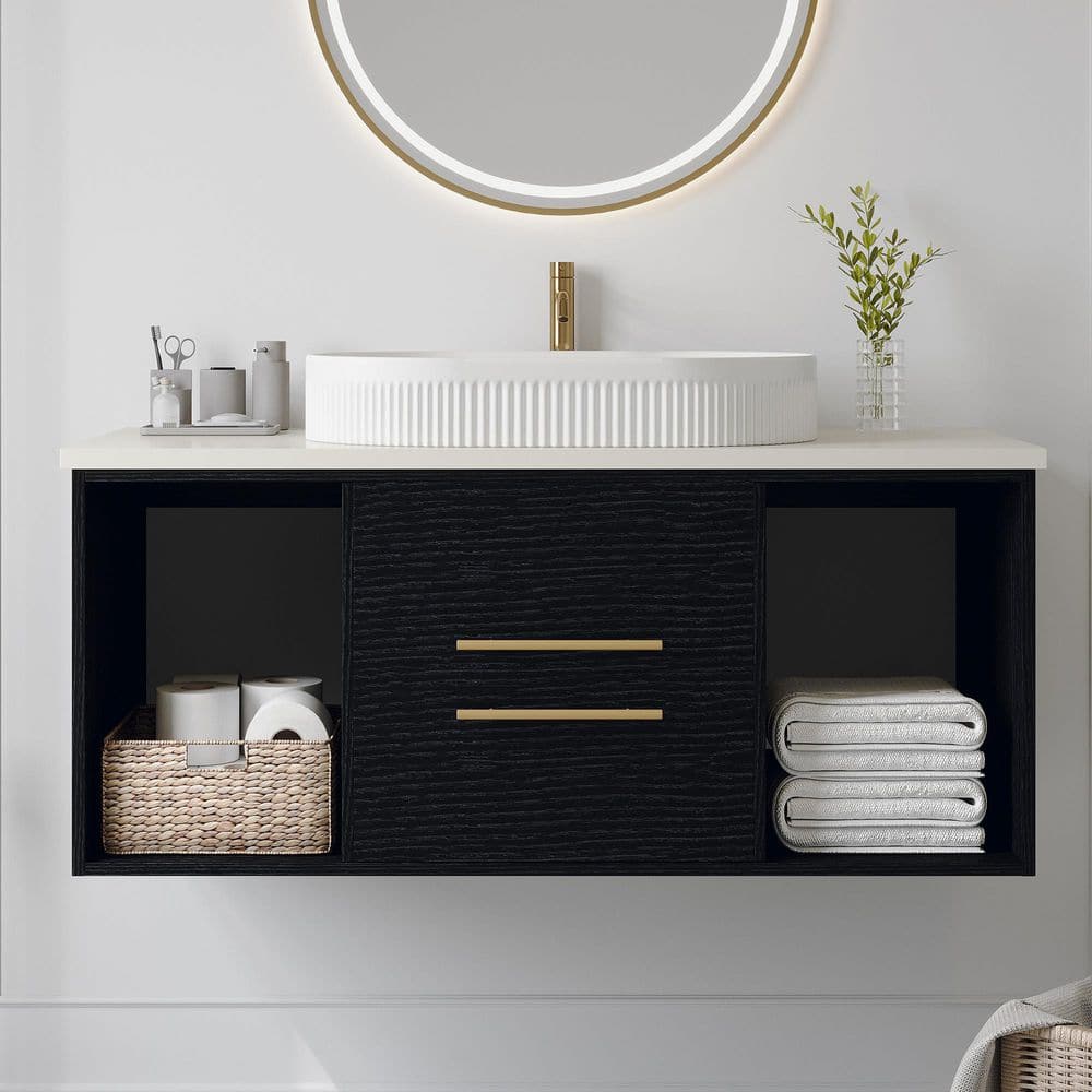 40 in. Single Sink Floating Black Bath Vanity with White Cultured Marble Top price history on PriceWatchPro