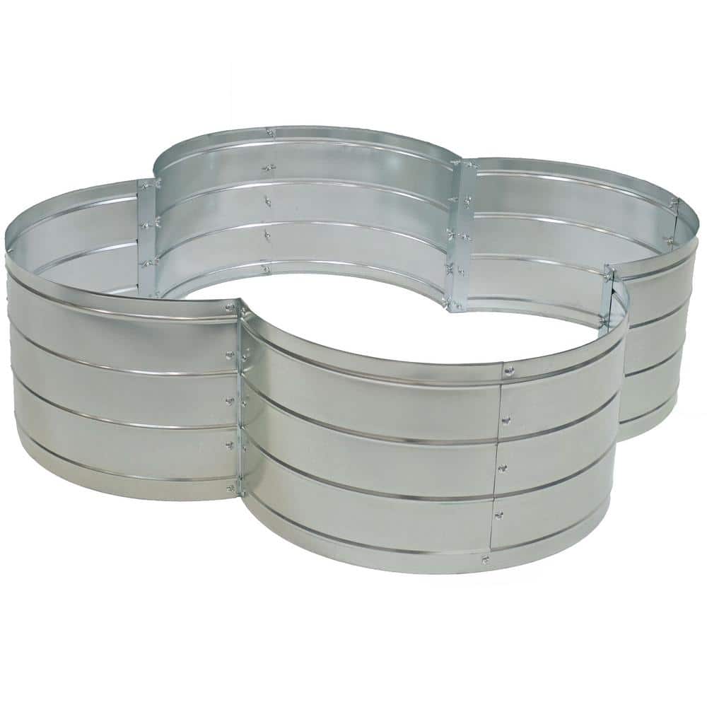 Silver Galvanized Steel 4-Leaf Clover Raised Garden Bed