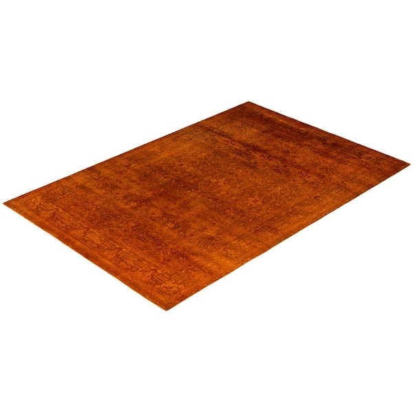 Overdyed Gold 6 x 9 Solid Wool Indoor Area Rug