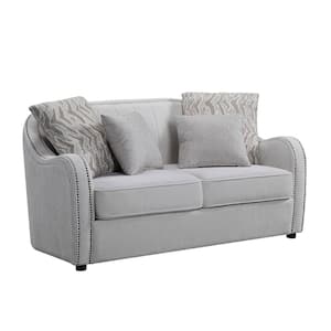 Mahler 63 in. Beige Linen 2-Seater Loveseat with 4 Pillows