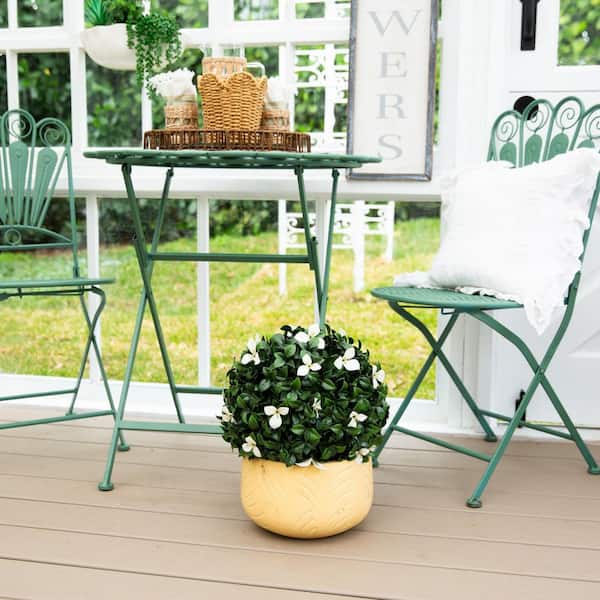 Nearly Natural 15in. UV Resistant Artificial Boxwood and Gardenia