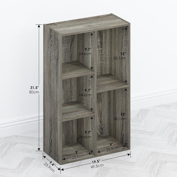 Furinno Tomi 31.5 in. Tall French Oak Wood 5-Shelf Bookcase
