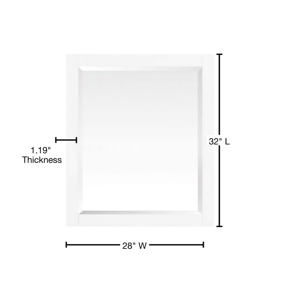 Riley 32" x 28" White Wood Rectangular Bathroom Vanity Mirror