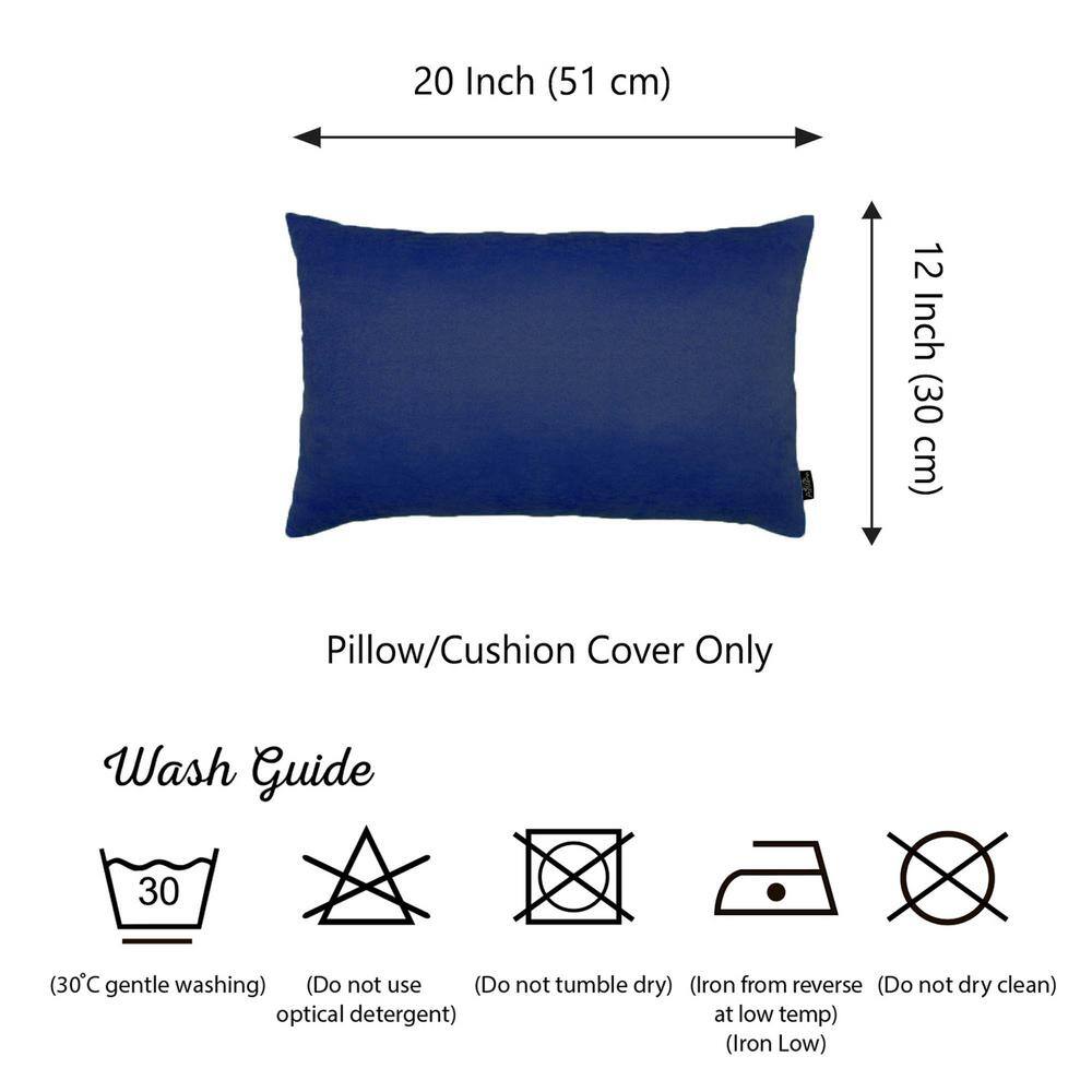 Navy Blue Polyester Lumbar Pillow Cover Set of 4