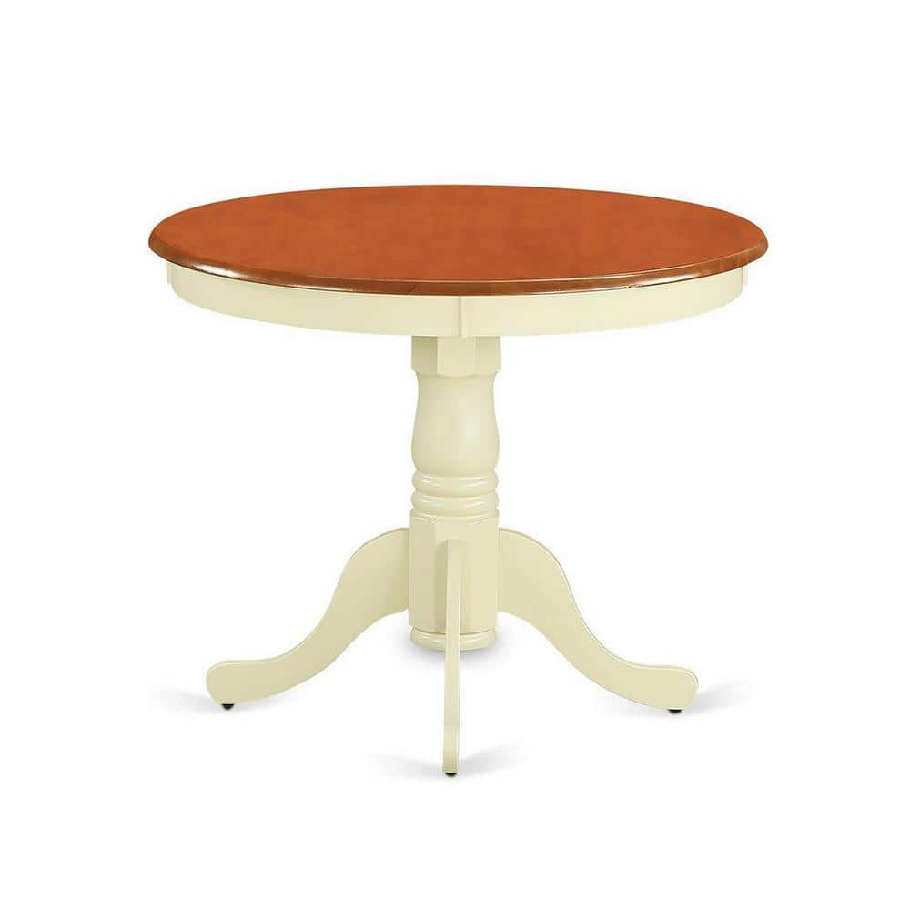Buttermilk and Cherry Round Dining Table Set with X-Back Chairs