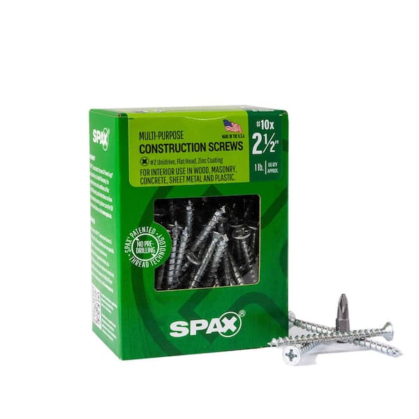 SPAX #10 x 2-1/2 in. Interior Flat Head Wood Screws Construction Phillips Square Unidrive (88 Each) 1 LB Bit Included