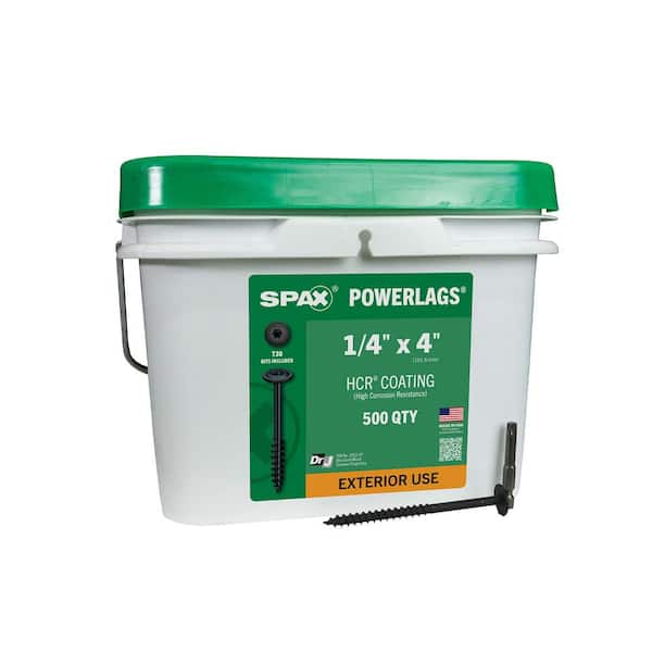 1/4 in. x 4 in. Black Exterior Powerlags Torx T-Star Washer Head Wood Lag Structural Screws (500 Ea) Bulk Bit Included