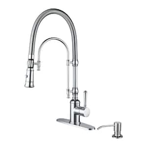 Single Handle Pull Out Sprayer Kitchen Faucet Deckplate Included in Chrome