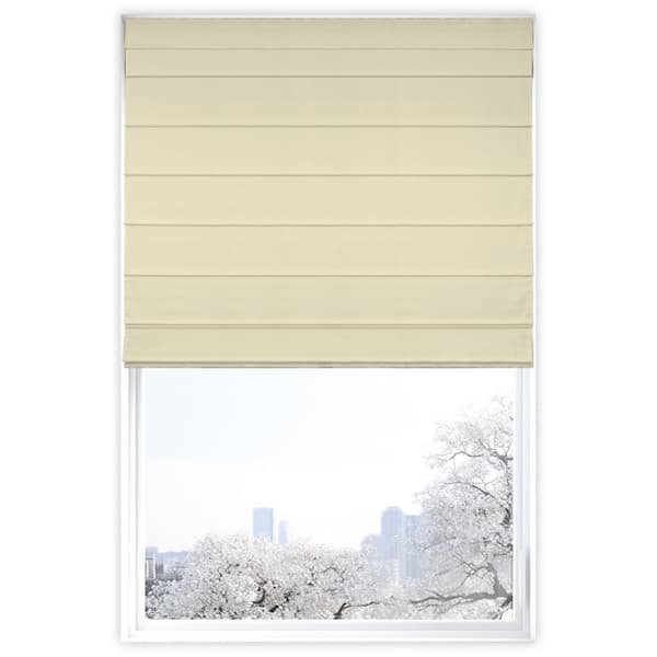 Chicology Cream Cordless Room Darkening Privacy Cotton Roman Shade 23 in. W x 64 in. L