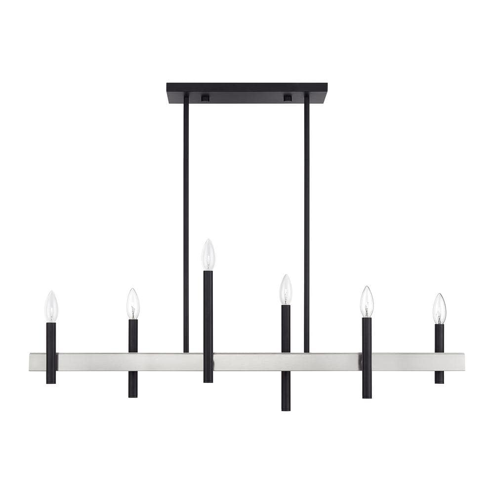 Livex Lighting Denmark 6-Light Black with Brushed Nickel Accents