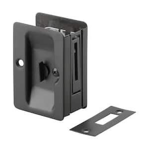 3-1/4 in. (82 mm) Black Pocket Door Pull with Privacy Lock