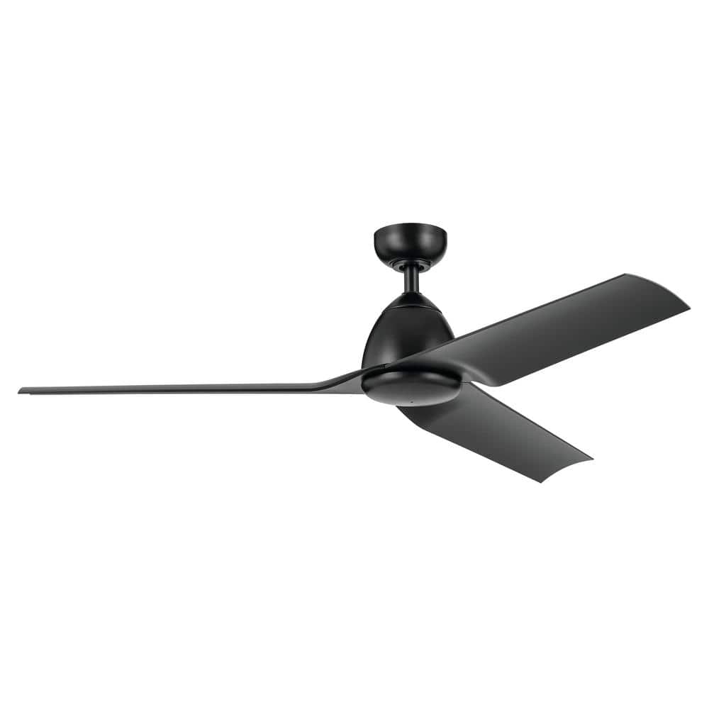 54-Inch Black Modern Ceiling Fan with LED Light and Remote