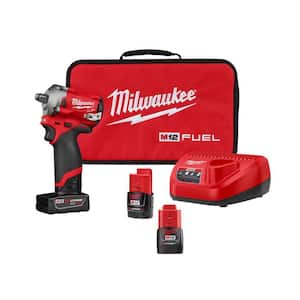 M12 FUEL 12-Volt Lithium-Ion Cordless Stubby 1/2 in. Impact Wrench Kit with M12 2.0 Ah Compact Battery Pack